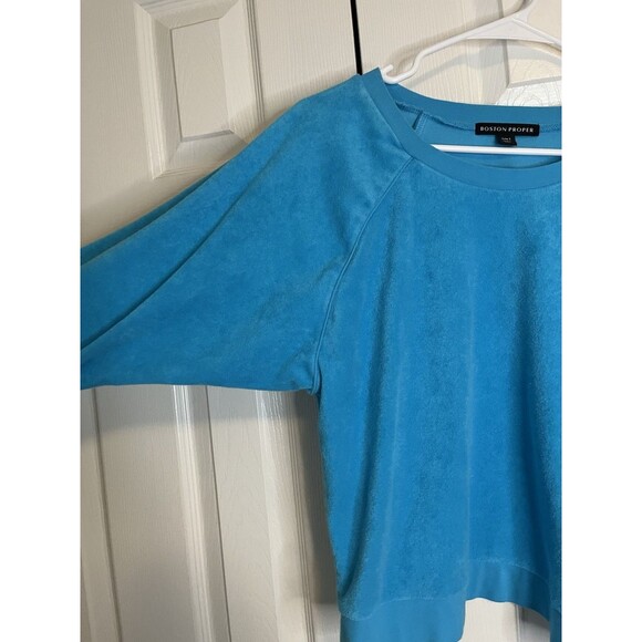 Boston Proper Terry Cloth Blue Crew Neck Women Small - Picture 4 of 7